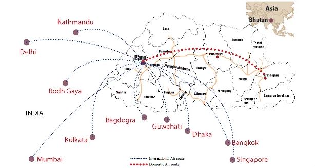 map of bhutan